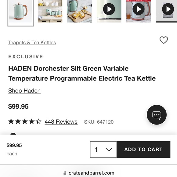 HADEN Dorchester Silt Stone Blue Electric Tea Kettle - Picture 7 of 7